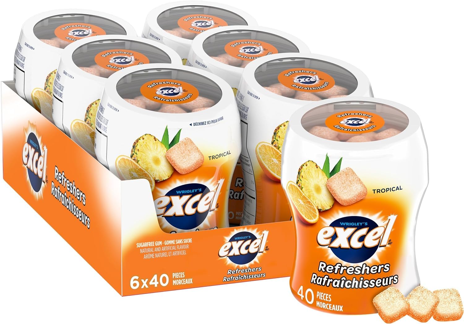 Amazon.com : Excel Sugar-Free Gum, Refreshers tropical Flavored